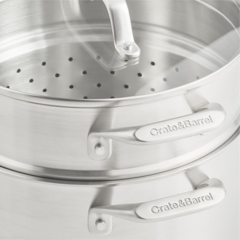 Crate & Barrel EvenCook Stainless™  6-Qt. Stainless Steel Multipot with Glass Straining Lid - image 2 of 3