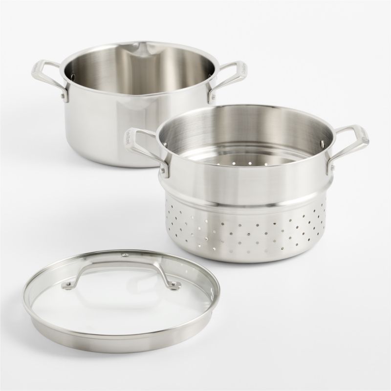 Crate & Barrel EvenCook Stainless™  6-Qt. Stainless Steel Multipot with Glass Straining Lid - image 1 of 3