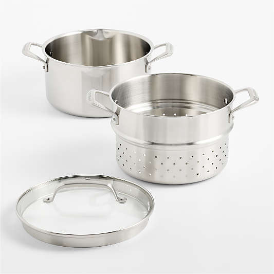 Crate & Barrel EvenCook Stainless™ 6-Qt. Stainless Steel Multipot with Glass Straining Lid