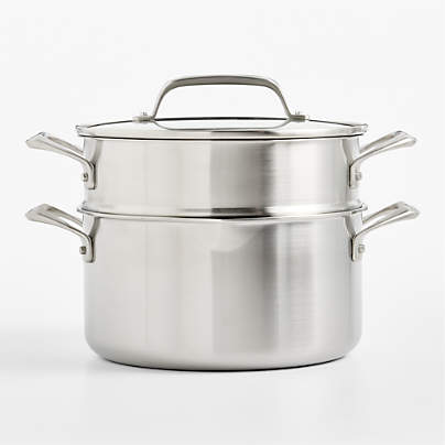 Crate & Barrel EvenCook Stainless™ 6-Qt. Stainless Steel Multipot with Glass Straining Lid