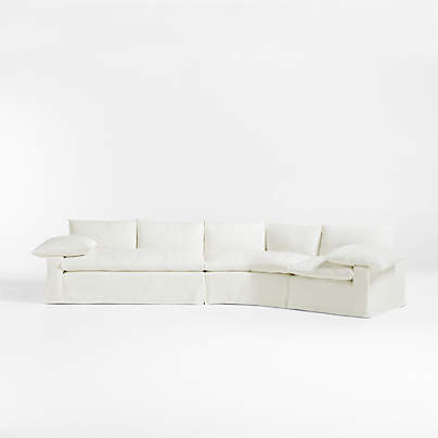 Ever Slipcovered 3-Piece Wedge Sectional Sofa by Leanne Ford