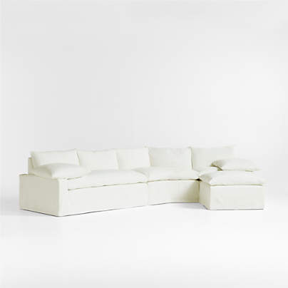 Ever Slipcovered 4-Piece Wedge Sectional Sofa by Leanne Ford