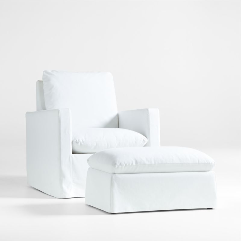 Ever Slipcovered White Nursery Glider Chair and Ottoman by Leanne Ford Crate Kids