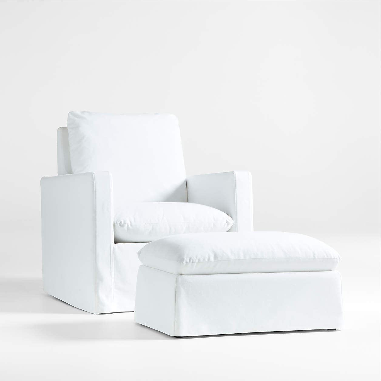 Ever Slipcovered White Nursery Glider Chair and Ottoman by Leanne Ford