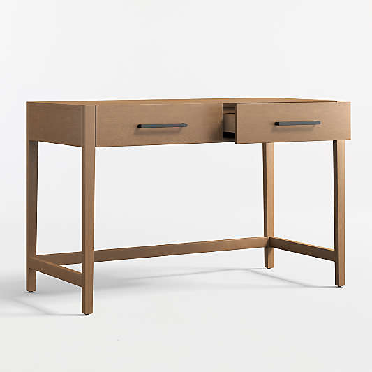 Ever Simple 47" Natural Brown Wood Wide 2-Drawer Kids Desk