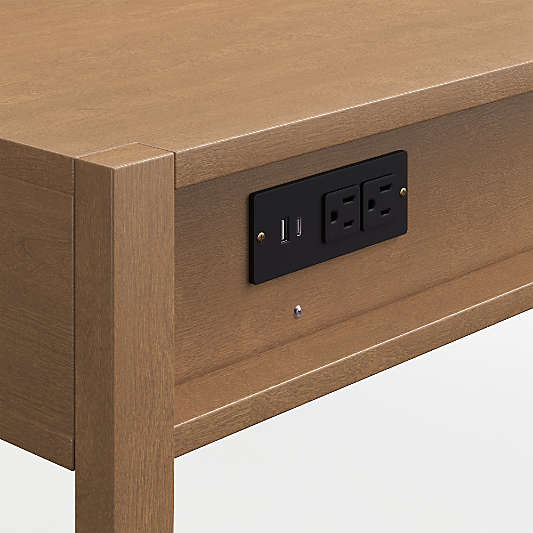 Ever Simple Modular Natural Brown Wood Wide 2-Drawer Kids Oulet Desk