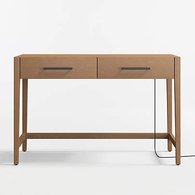 Ever Simple Modular Natural Brown Wood Wide 2-Drawer Kids Oulet Desk