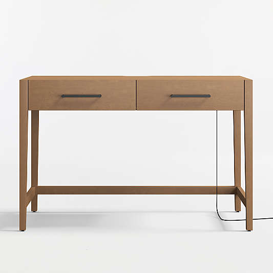 Ever Simple Modular Natural Brown Wood Wide 2-Drawer Kids Oulet Desk