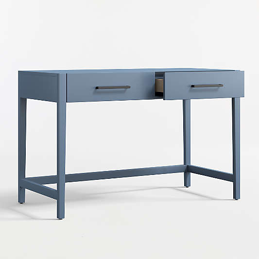Ever Simple Modular Slate Blue Wood Wide 2-Drawer Kids Desk