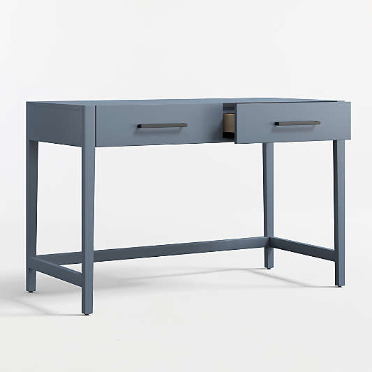 Ever Simple 47" Slate Blue Wood Wide 2-Drawer Kids Desk