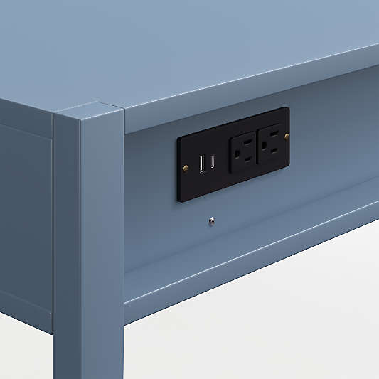 Ever Simple Modular Slate Blue Wood Wide 2-Drawer Kids Oulet Desk