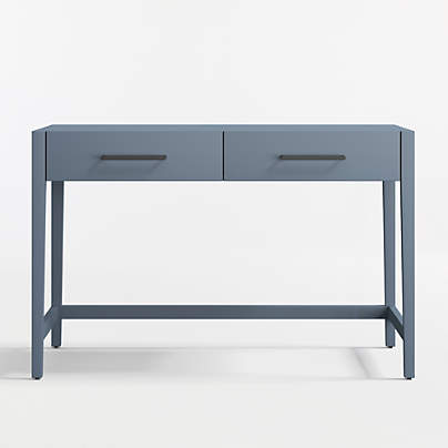 Ever Simple Modular Slate Blue Wood Wide 2-Drawer Kids Desk