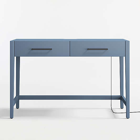 Ever Simple Modular Slate Blue Wood Wide 2-Drawer Kids Oulet Desk