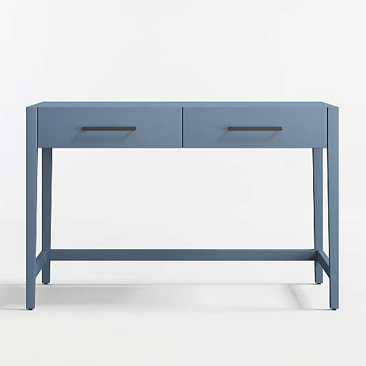 Ever Simple Modular Slate Blue Wood Wide 2-Drawer Kids Desk