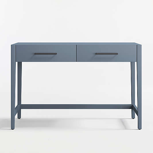 Ever Simple Modular Slate Blue Wood Wide 2-Drawer Kids Desk