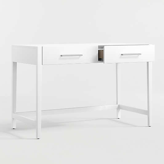 Ever Simple 47" White Wood Wide 2-Drawer Kids Desk