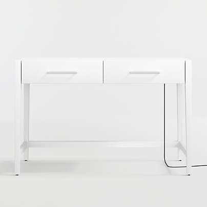 Ever Simple Modular White Wood Wide 2-Drawer Kids Oulet Desk
