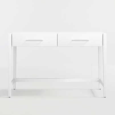 Ever Simple 47" White Wood Wide 2-Drawer Kids Desk