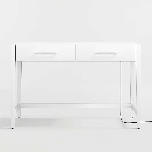 Ever Simple Modular White Wood Wide 2-Drawer Kids Oulet Desk