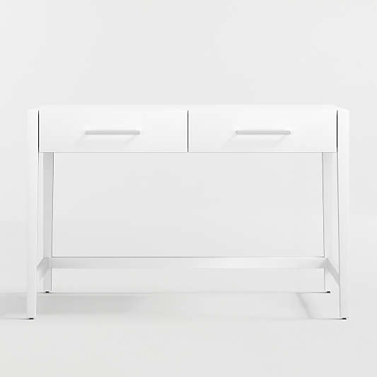 Ever Simple 47" White Wood Wide 2-Drawer Kids Desk