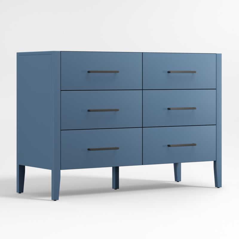 Ever Simple Slate Blue Wood 6-Drawer Kids Dresser