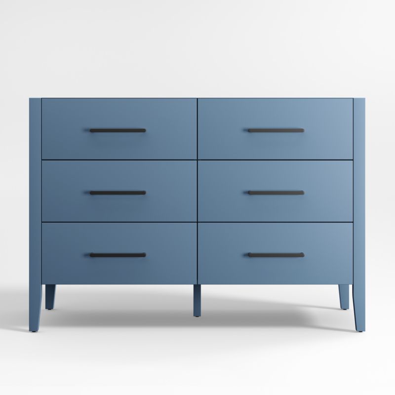 Ever Simple Slate Blue Wood 6-Drawer Kids Dresser