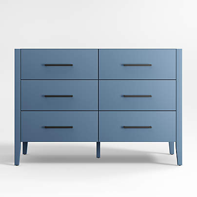 Ever Simple Slate Blue Wood 6-Drawer Kids Dresser