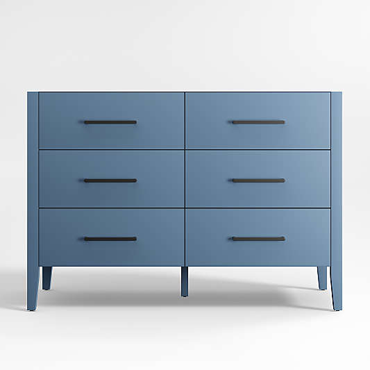 Ever Simple Slate Blue Wood 6-Drawer Kids Dresser