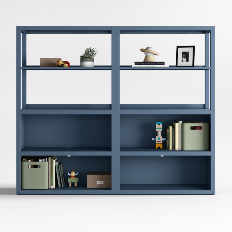 Ever Simple Set of 2 Modular Slate Blue Wood Kids Open Bookcases with Hutches - image 0 of 6