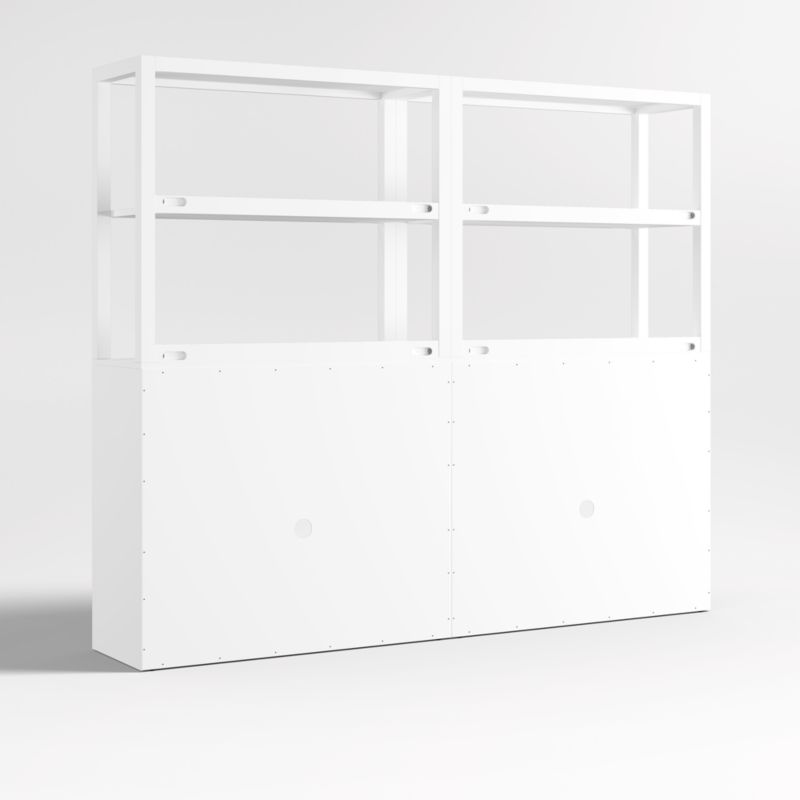 Ever Simple Set of 2 Modular White Wood Kids Open Bookcases with Hutches - image 4 of 6