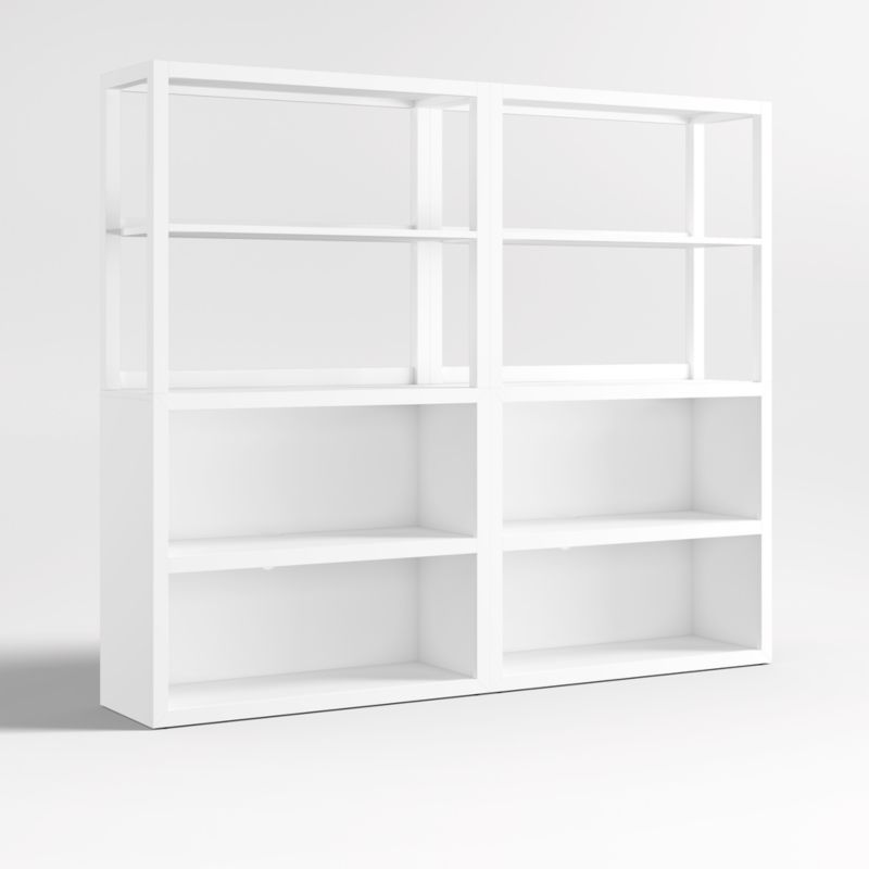 Ever Simple Set of 2 Modular White Wood Kids Open Bookcases with Hutches - image 3 of 6