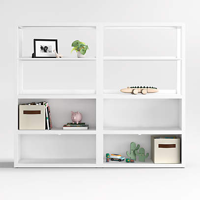 Ever Simple Set of 2 Modular White Wood Kids Open Bookcases with