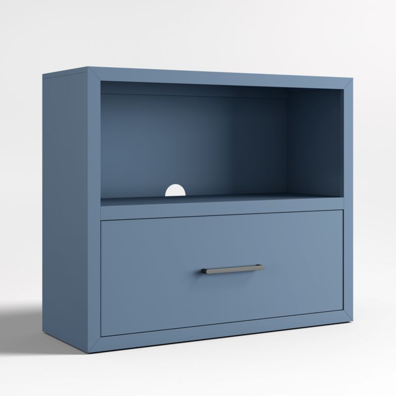 Ever Simple Modular Slate Blue Wood Kids Bookcase with Drawer - image 3 of 8