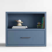 Parke Navy Blue Wood Kids Nightstand with Drawer