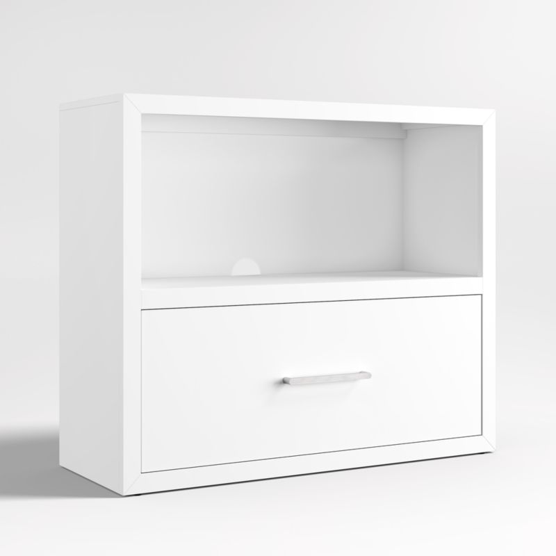 Ever Simple Modular White Wood Kids Bookcase with Drawer