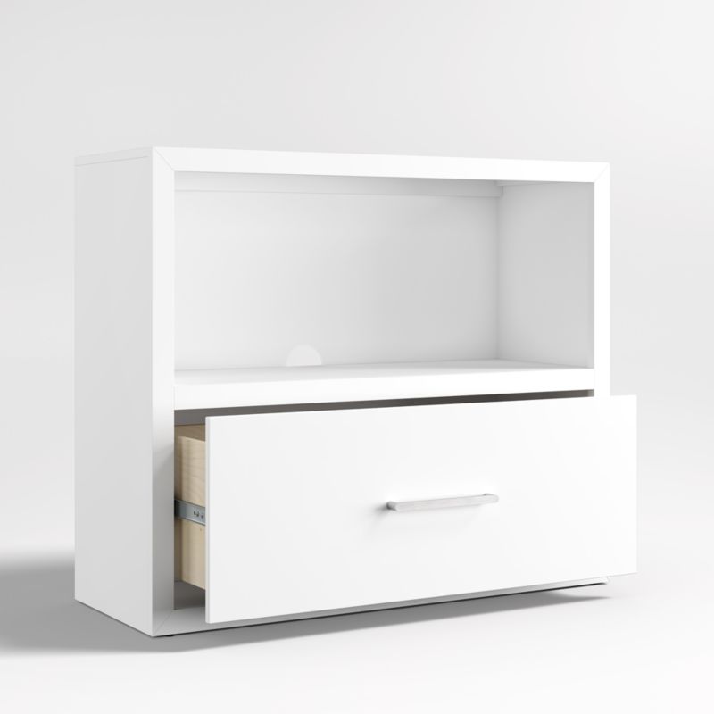 Ever Simple Modular White Wood Kids Bookcase with Drawer