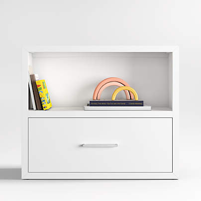 Ever Simple Modular White Wood Kids Bookcase with Drawer