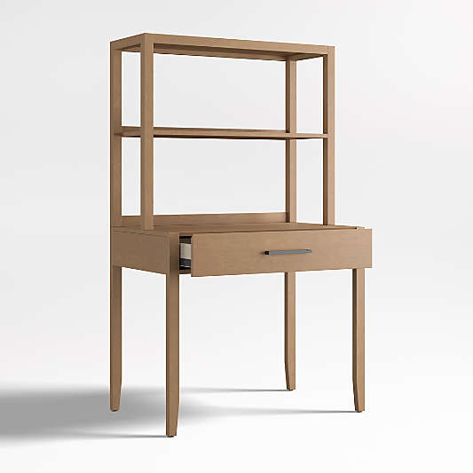 Ever Simple Modular Natural Brown Wood Kids Desk and Hutch