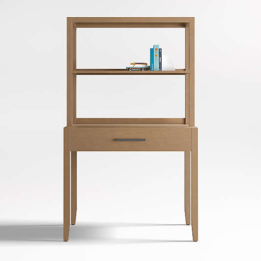 Ever Simple Modular Natural Brown Wood Kids Desk and Hutch