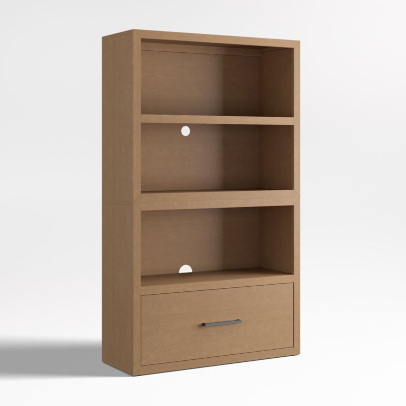 Ever Simple Modular Natural Brown Wood Kids Open Bookcase with Drawer - image 2 of 8