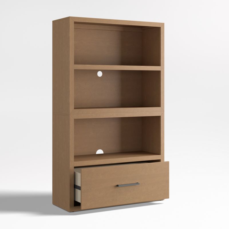 Ever Simple Modular Natural Brown Wood Kids Open Bookcase with Drawer - image 3 of 8