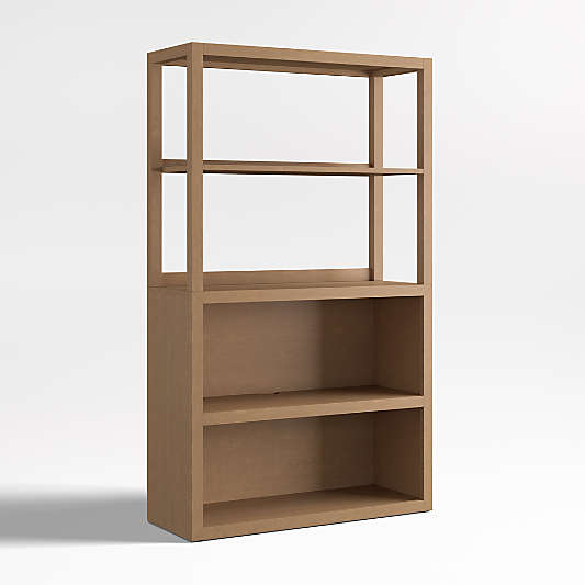 Ever Simple 36" Modular Natural Brown Wood Kids Open Bookcase and Hutch