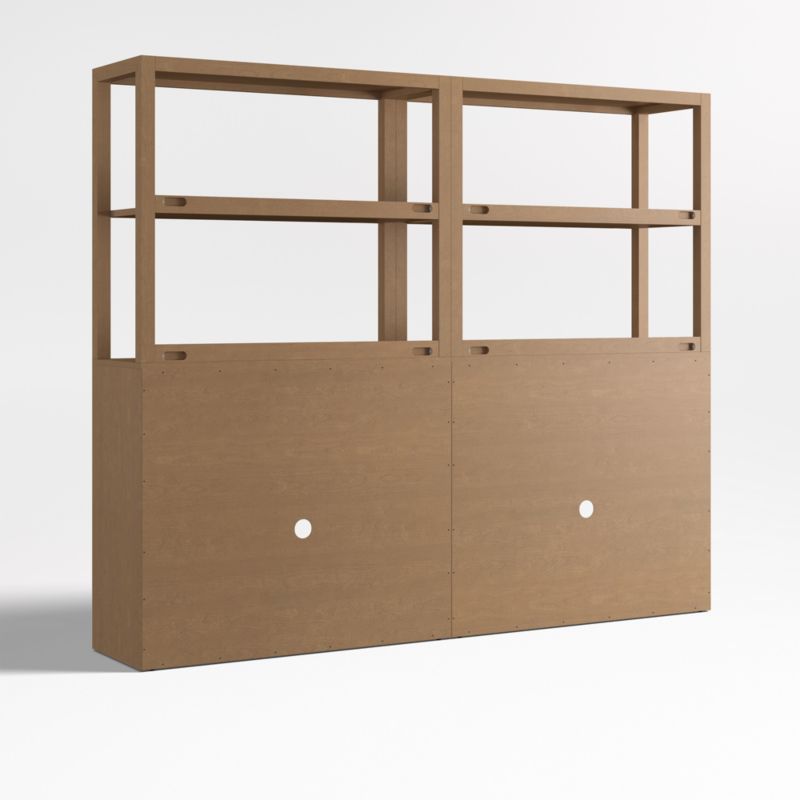 Ever Simple Set of 2 Modular Natural Brown Wood Kids Open Bookcases with Hutches - image 3 of 6