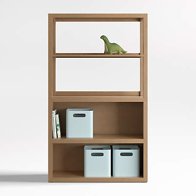 Ever Simple 36" Modular Natural Brown Wood Kids Open Bookcase and Hutch