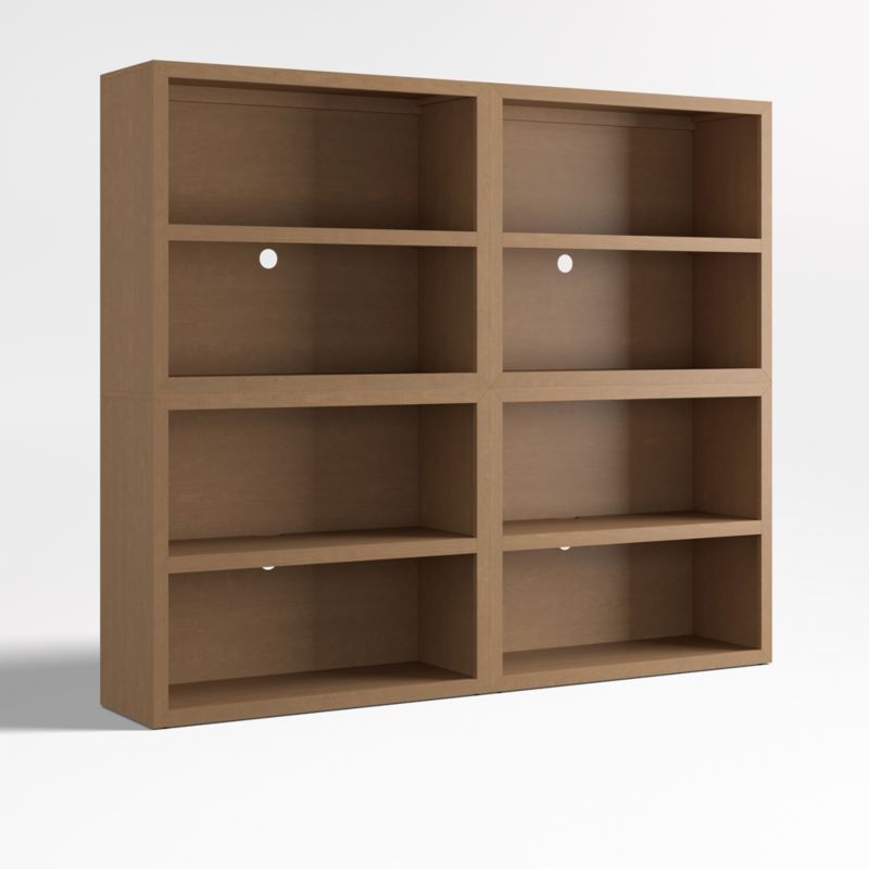 Ever Simple Set of 2 Modular Natural Brown Wood Kids Open Bookcases - image 2 of 6