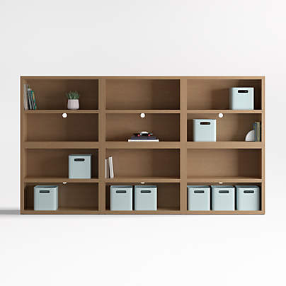 Ever Simple 108" Set of 3 Modular Natural Brown Wood Kids Open Bookcases