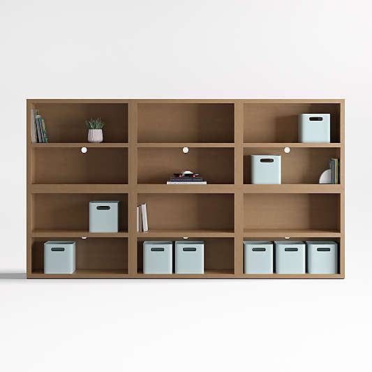 Ever Simple 108" Set of 3 Modular Natural Brown Wood Kids Open Bookcases