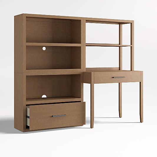 Ever Simple Modular Natural Brown Wood Kids Workspace Suite