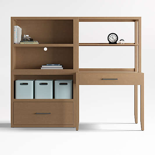 Ever Simple Modular Natural Brown Wood Kids Workspace Suite