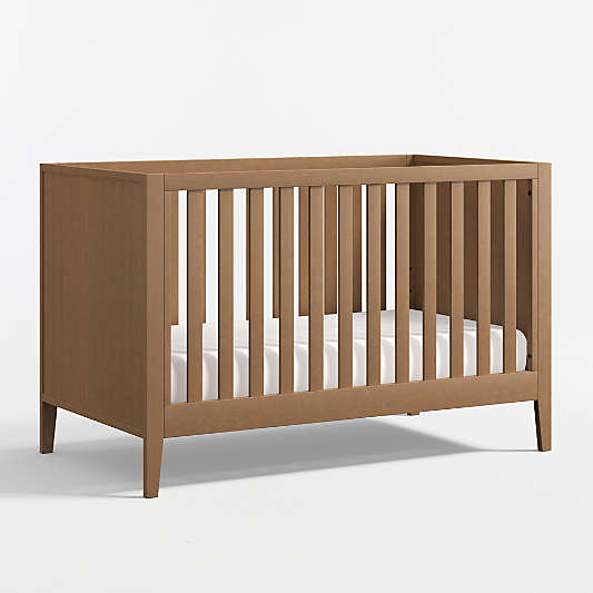 Ever Simple Flax Brown Wood Convertible Baby Crib